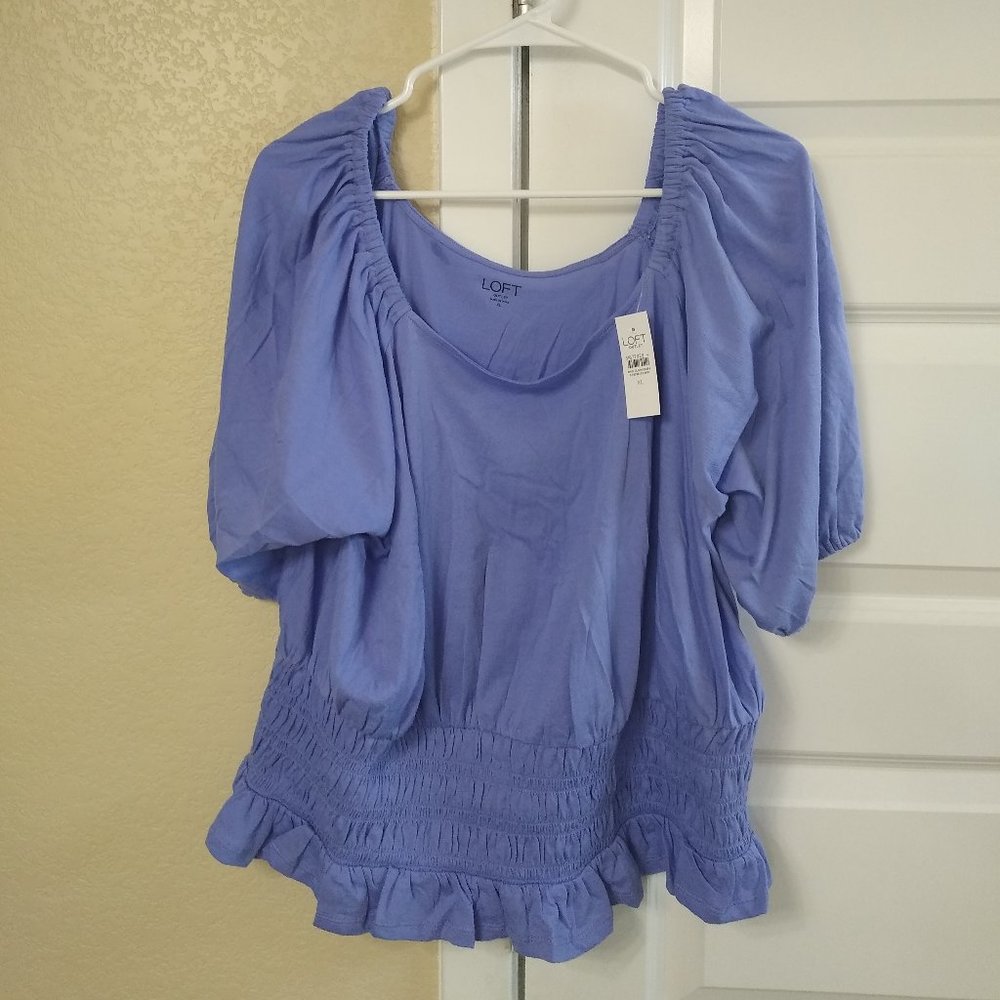 NWT Loft Outlet Smocked Waist Square Neck Top
